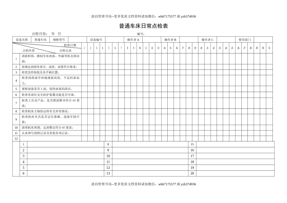 44.普通车床日常点检表.doc_第1页