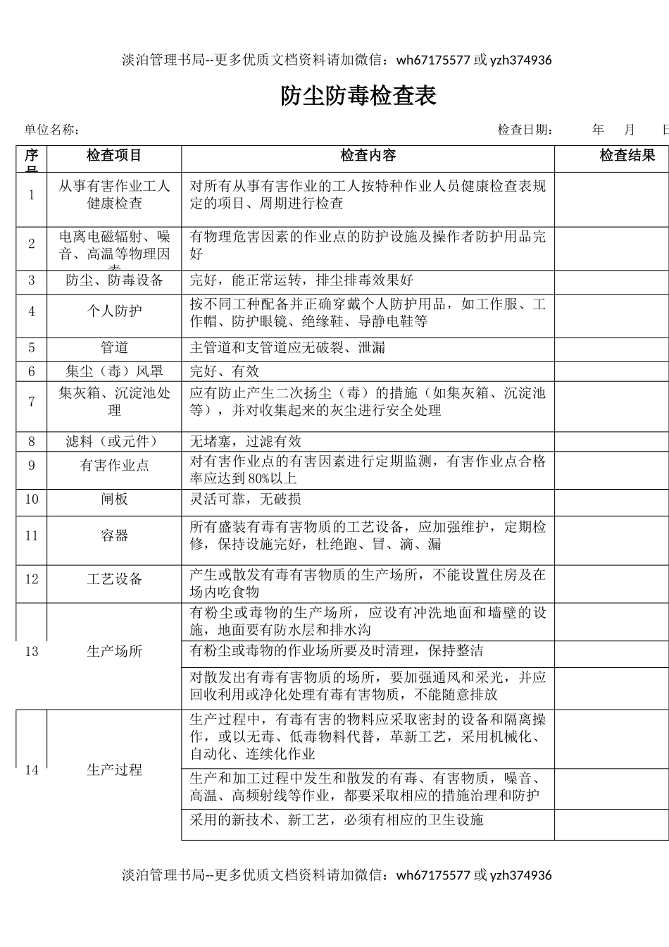 59 防尘防毒检查表.docx_第1页