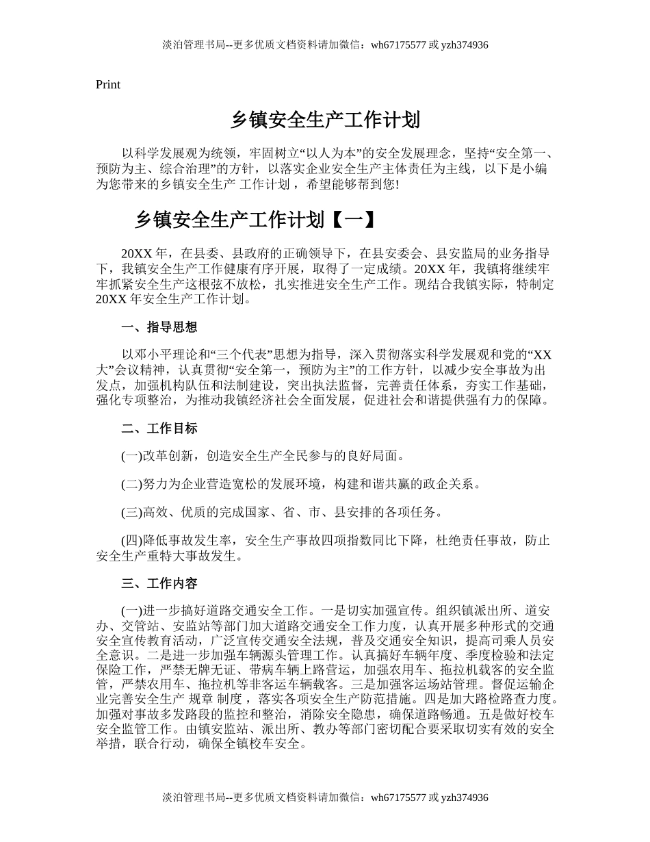 163.乡镇安全生产工作计划.doc_第1页