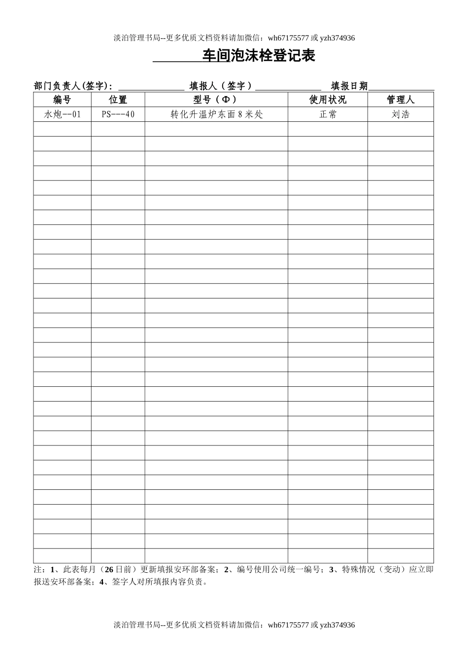 车间泡沫栓登记表(样表5).doc_第1页