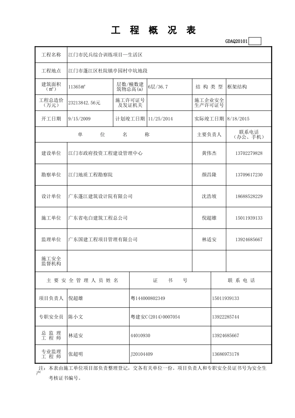 工程概况表GDAQ20101.xls_第1页