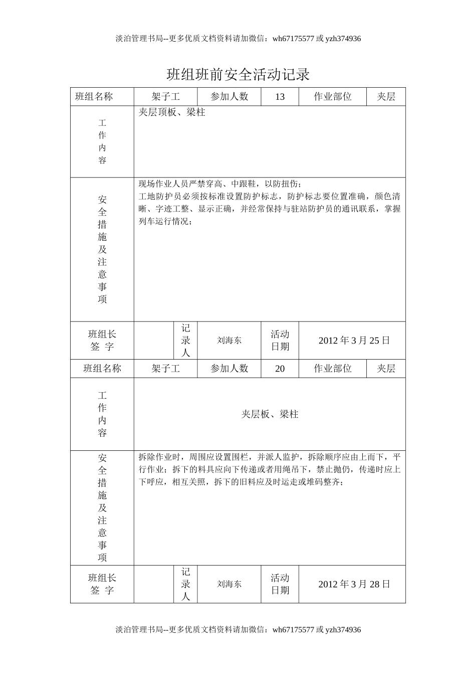 架子班组班前安全活动记录.doc_第2页