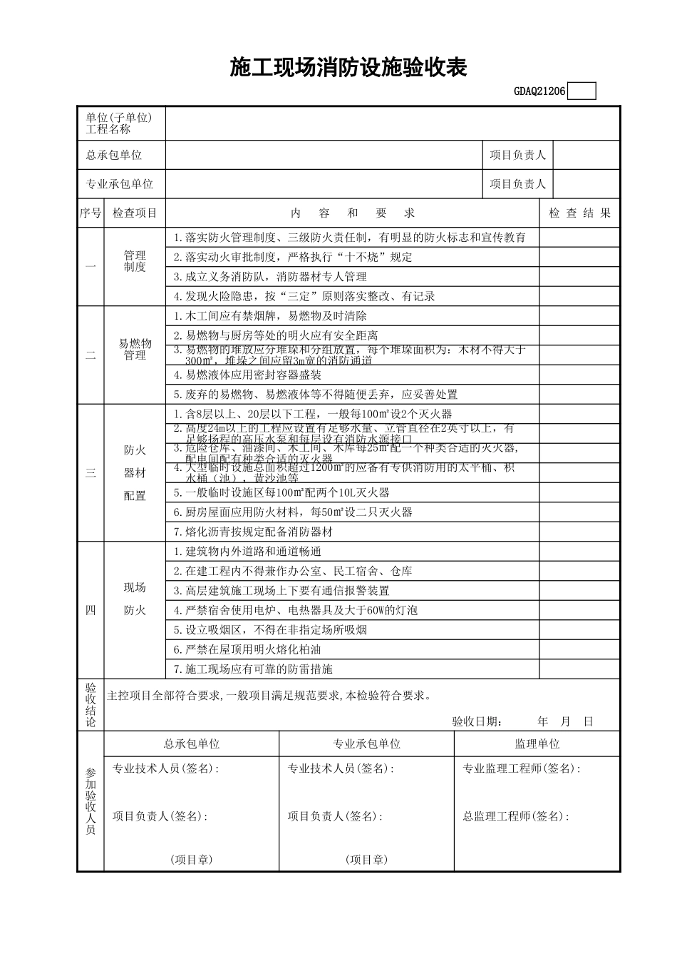 施工现场消防设施验收表GDAQ21206.xls_第1页