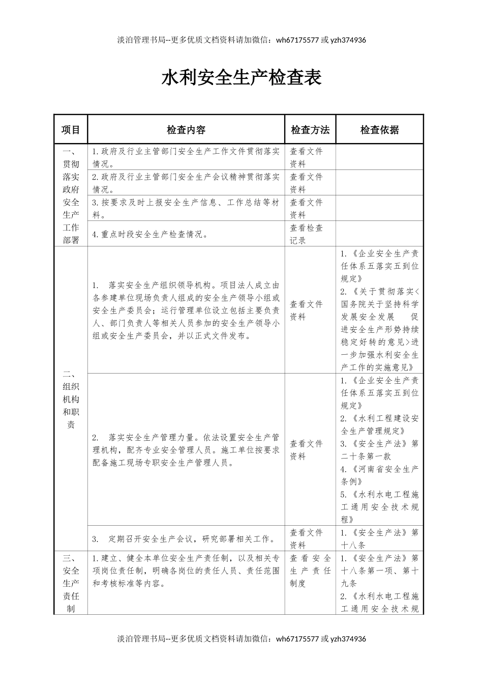 水利安全生产检查表.docx_第1页