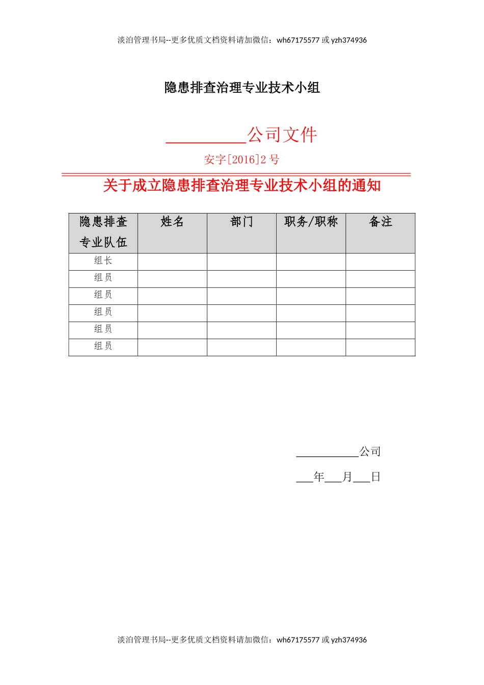 隐患排查治理专业技术小组(B).docx_第1页