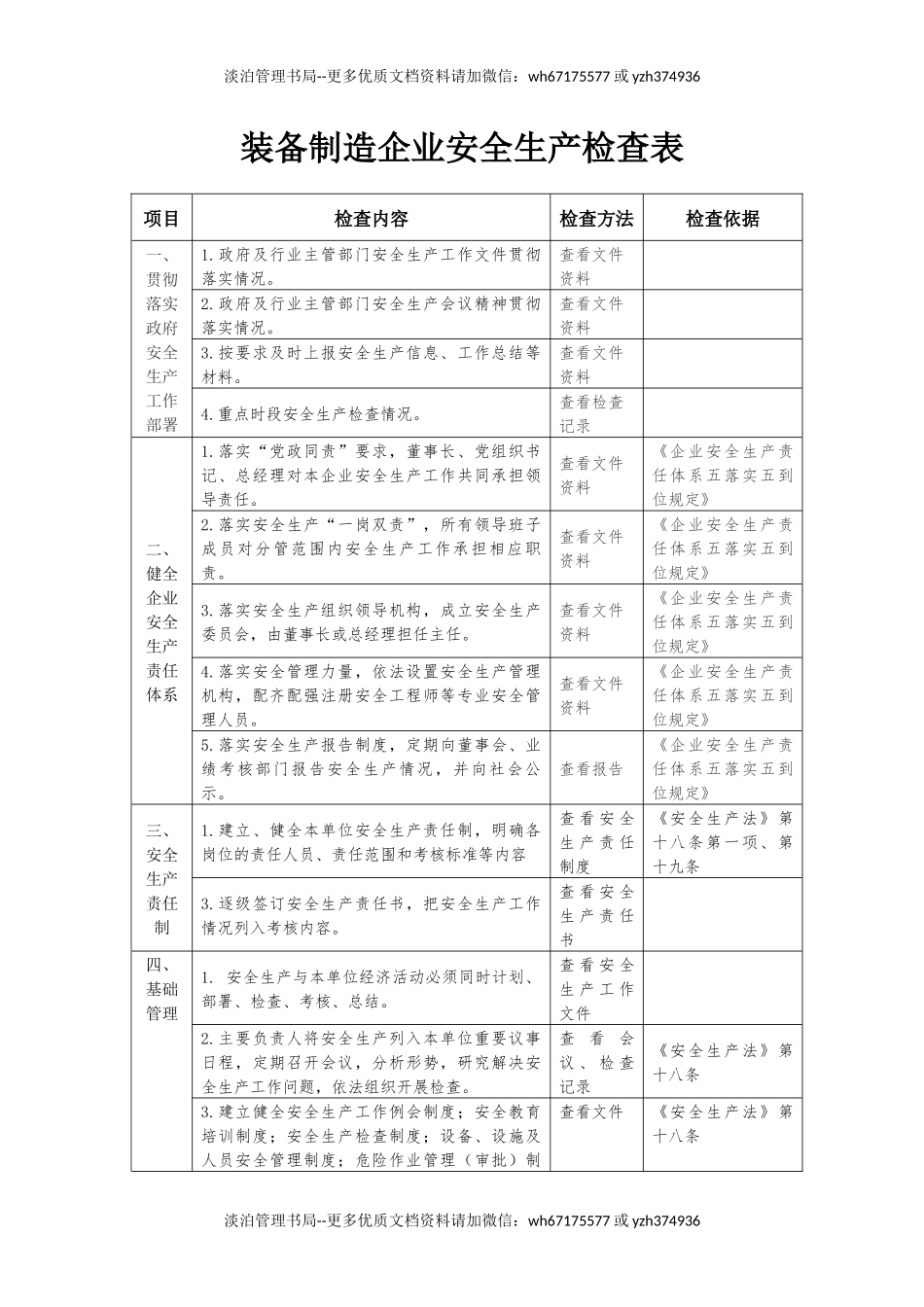 装备制造企业安全生产检查表.docx_第1页
