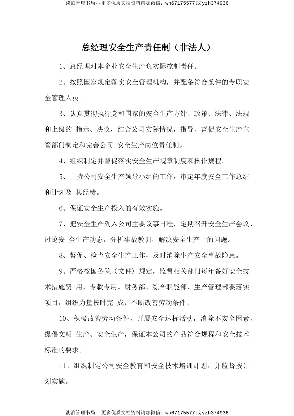 总经理安全生产责任制（非法人）.doc_第1页