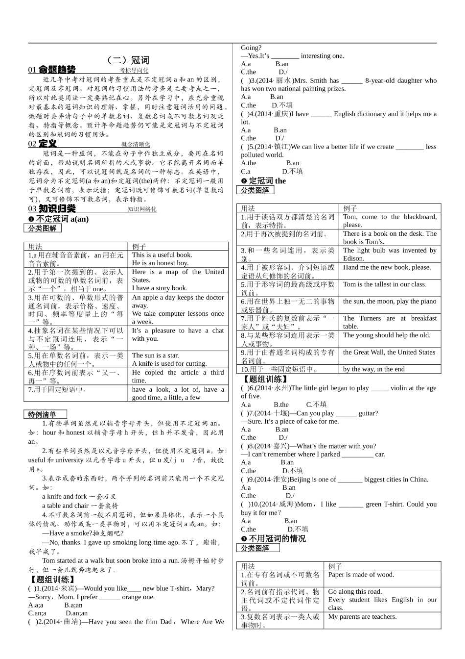【2】中考英语专项复习 冠词.docx_第1页