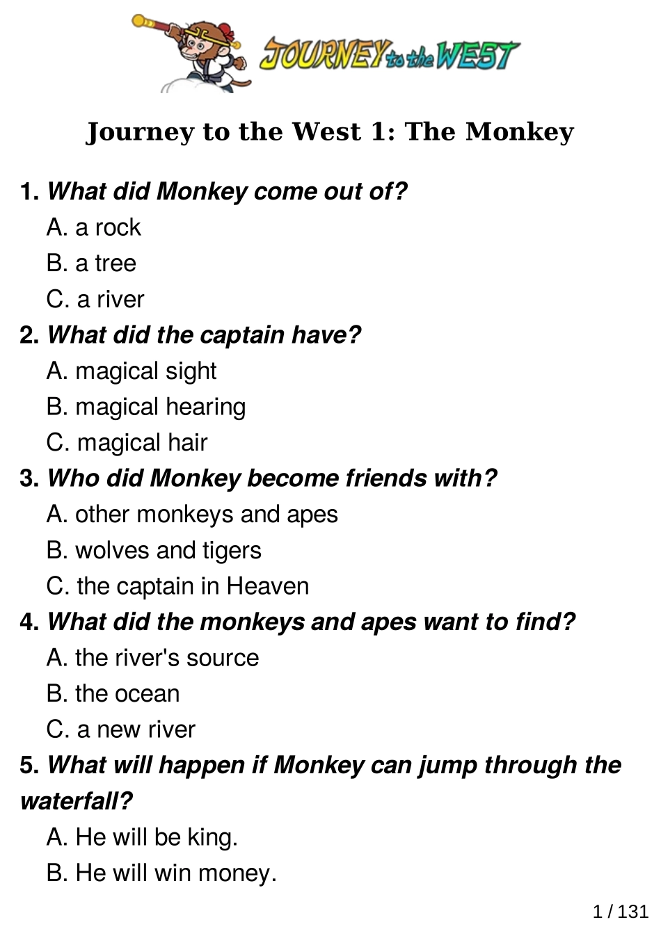 Journey to the West Quiz.pdf_第1页