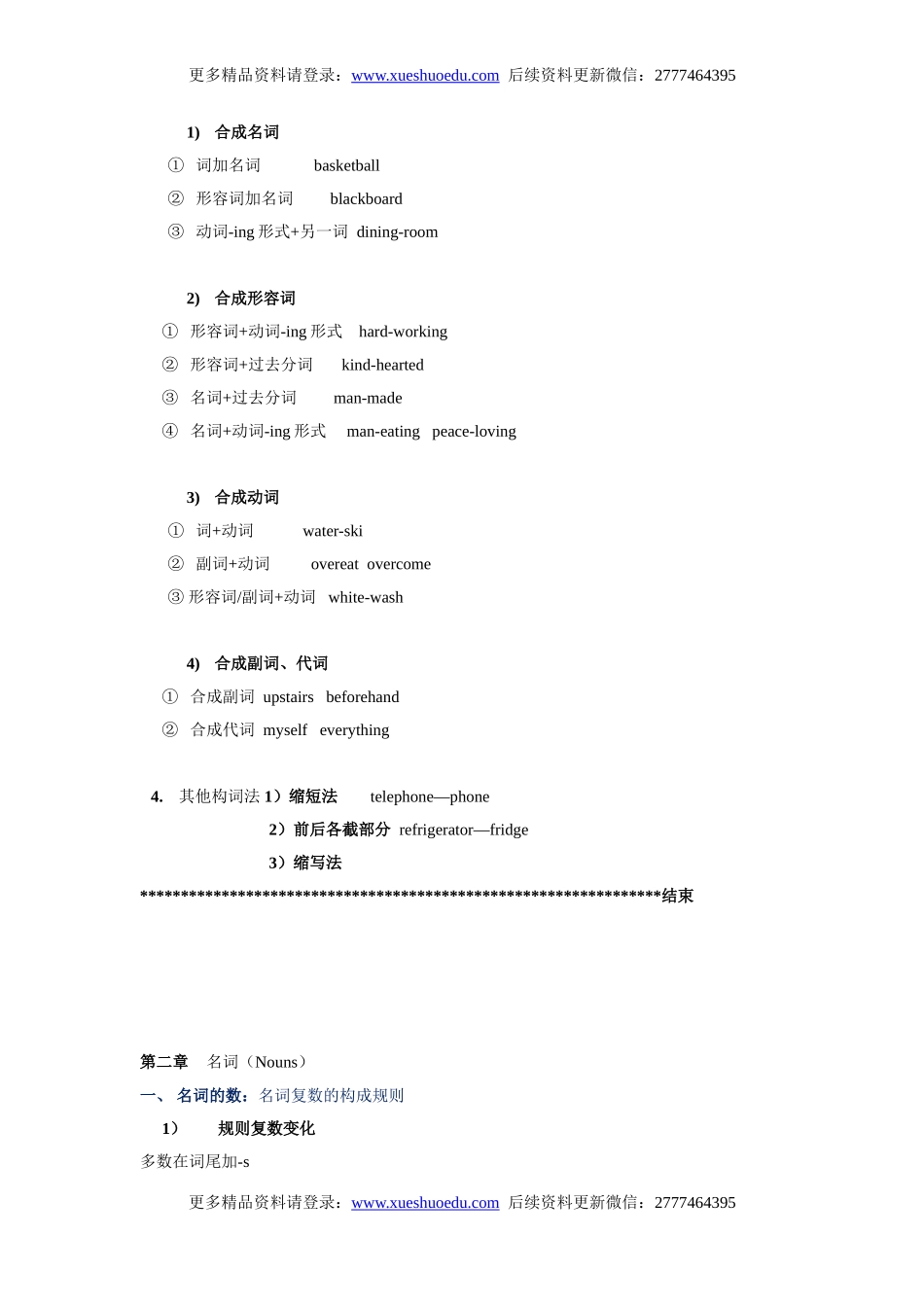 初中英语语法第1集 名师讲解+中考真题欣赏+配套练习题  构词法 名词 冠词.doc_第3页