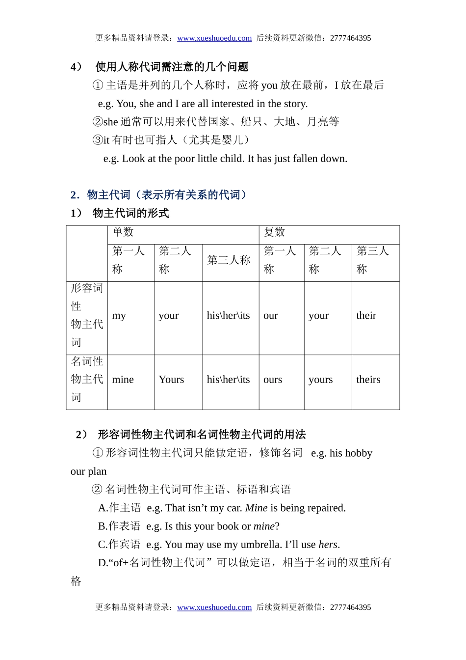 初中英语语法第2集 名师讲解+中考真题欣赏+配套练习题  代词  数词.doc_第2页