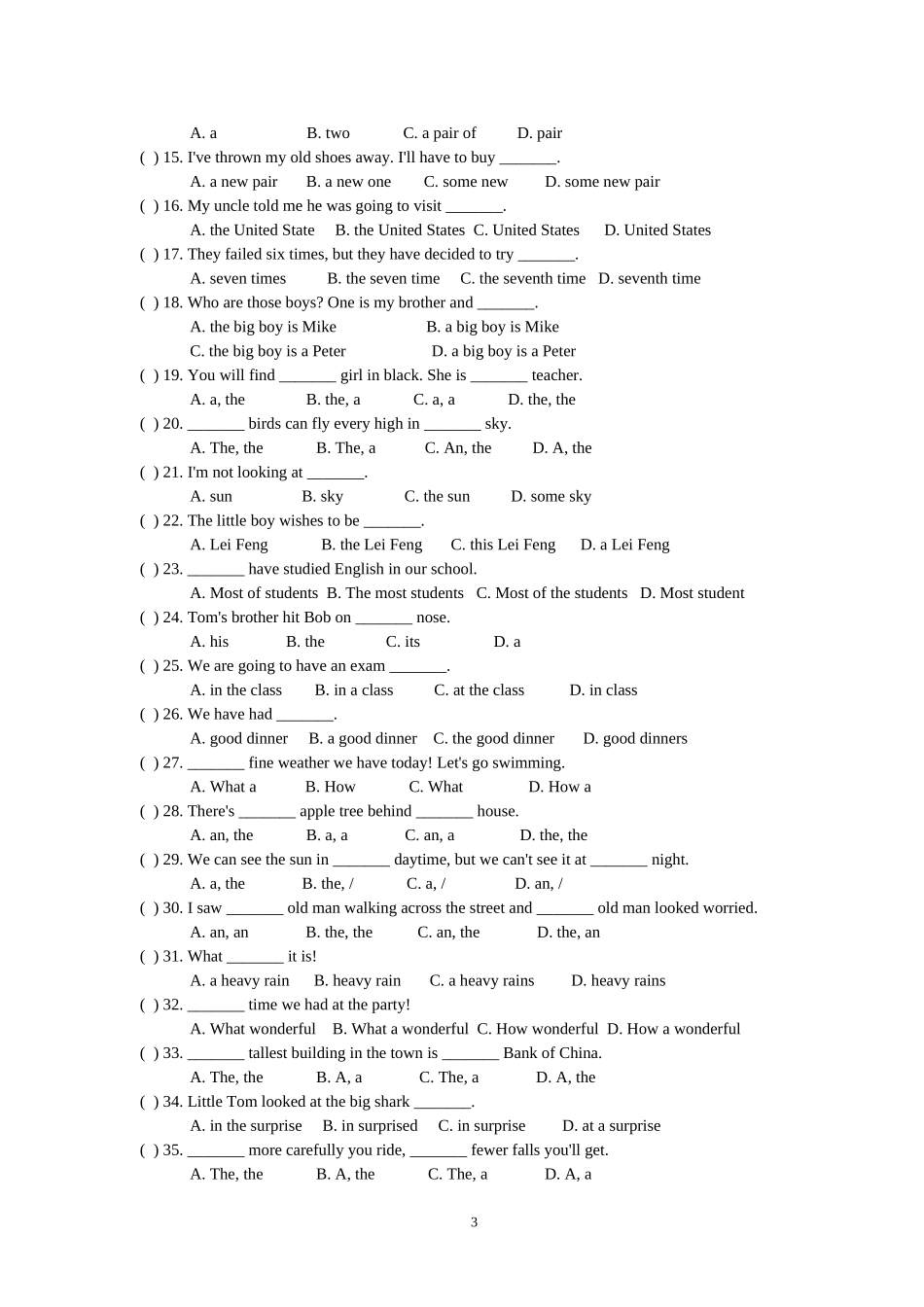 初中英语语法知识点专项练习(word配答案).doc_第3页