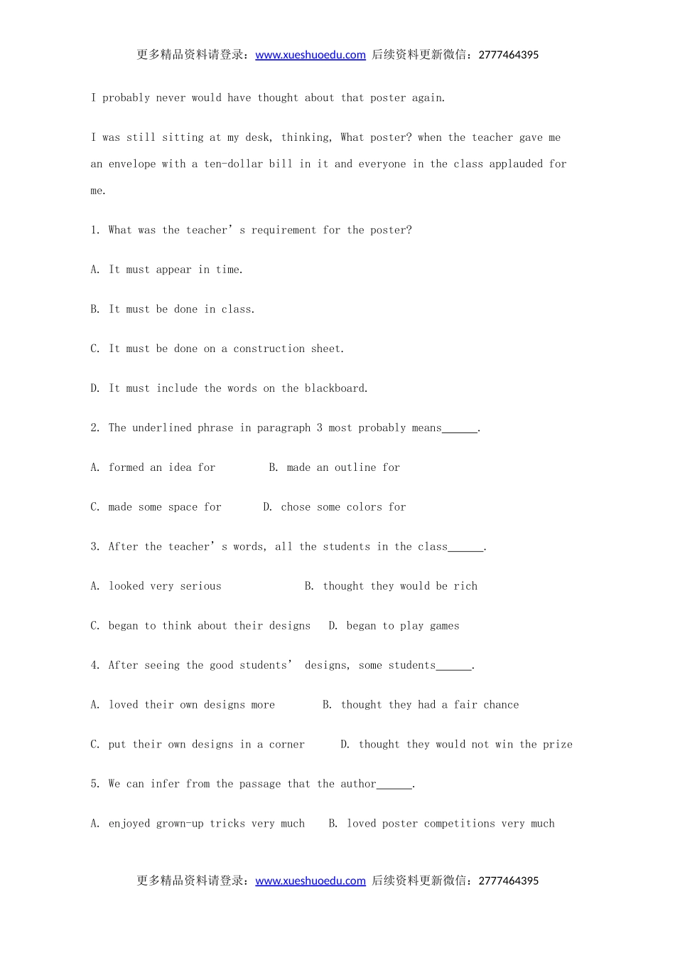 高考英语完形填空和阅读理解一轮练习（3）.doc_第2页