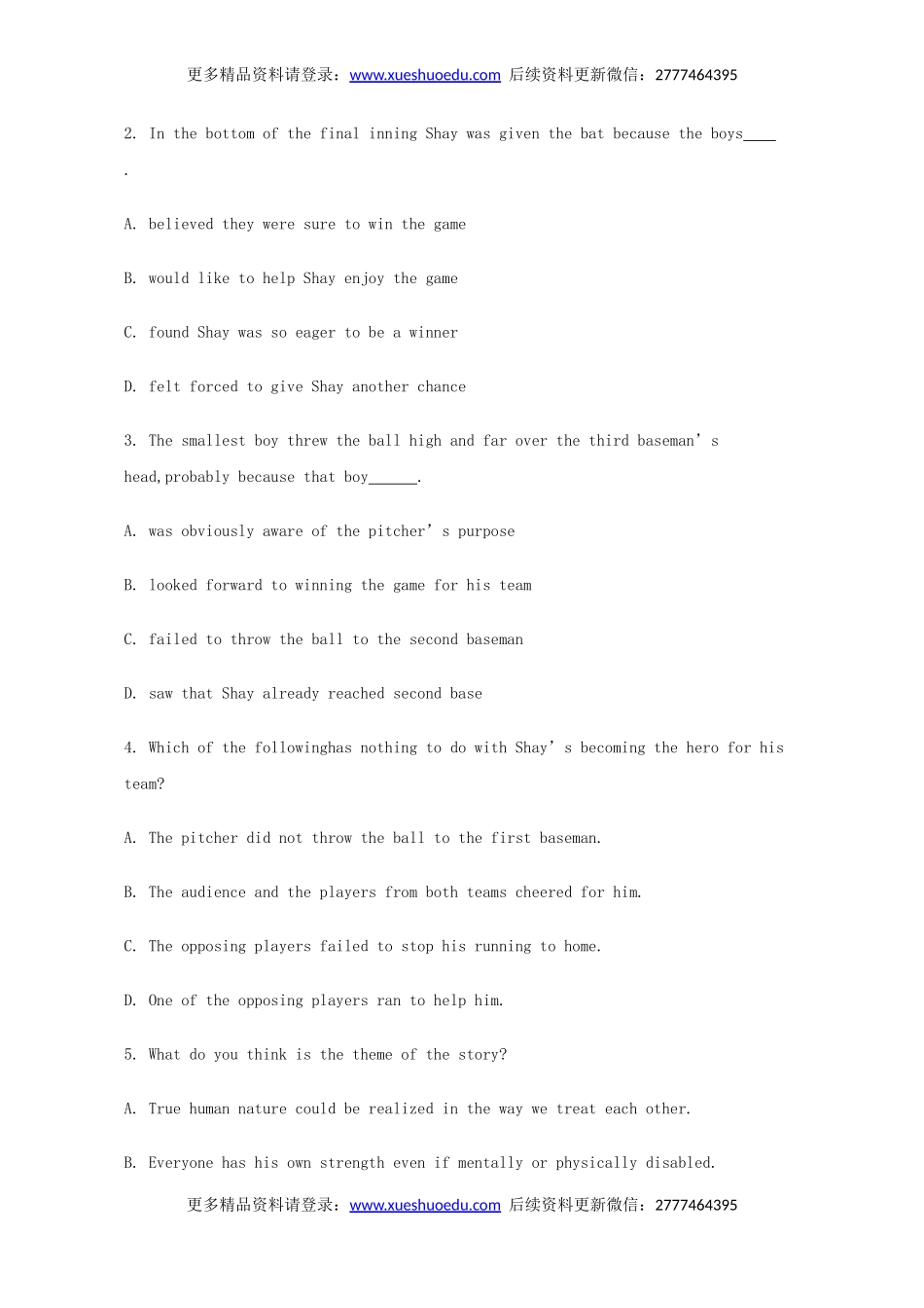 高考英语完形填空和阅读理解一轮练习（5）.doc_第3页