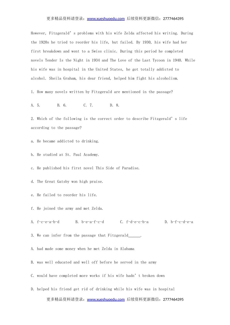 高考英语完形填空和阅读理解一轮练习（9）.doc_第2页