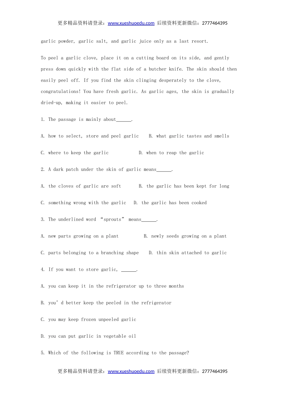 高考英语阅读理解及书面表达练习（5）.doc_第2页