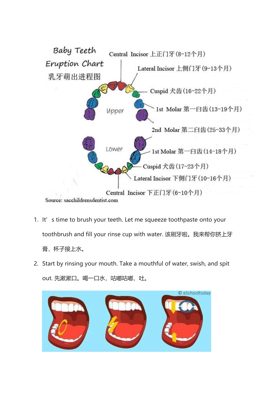 刷牙进行时 挤牙膏、漱口、吐水怎么说.docx_第2页