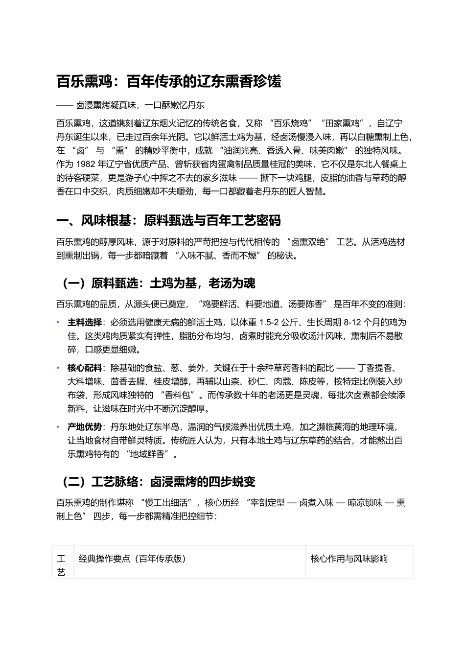 百乐熏鸡：百年传承的辽东熏香珍馐.docx_第1页