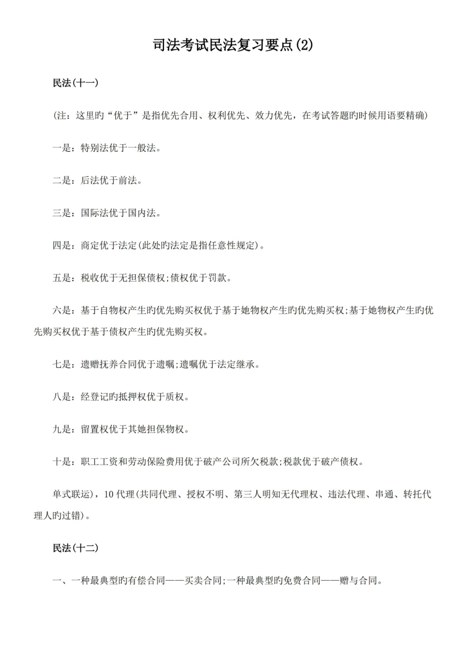 2022年司法考试民法复习要点资料.pdf_第1页