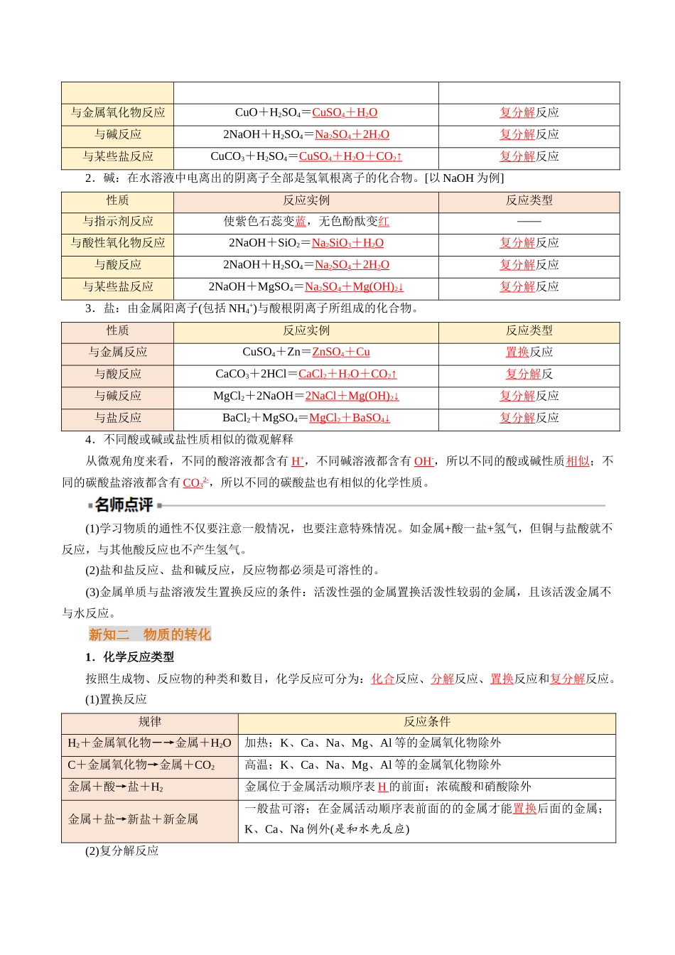 【01-初高衔接】衔接点03物质的转化(教师版)-2025年初升高化学暑假衔接讲练(通用版).docx_第3页