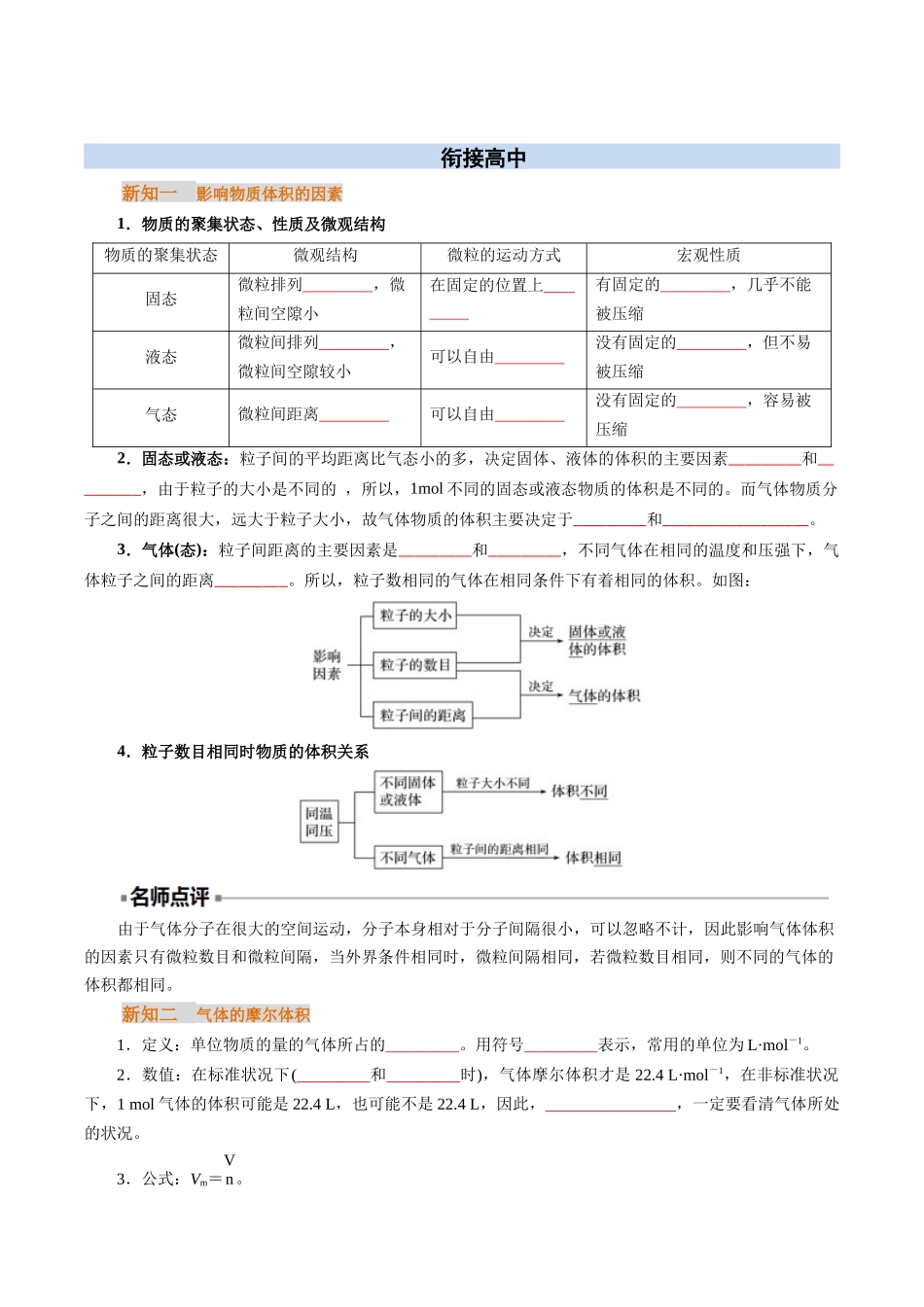 【01-初高衔接】衔接点14气体摩尔体积阿伏加德罗常数（学生版）-2025年初升高化学暑假衔接讲练(通用版).docx_第2页