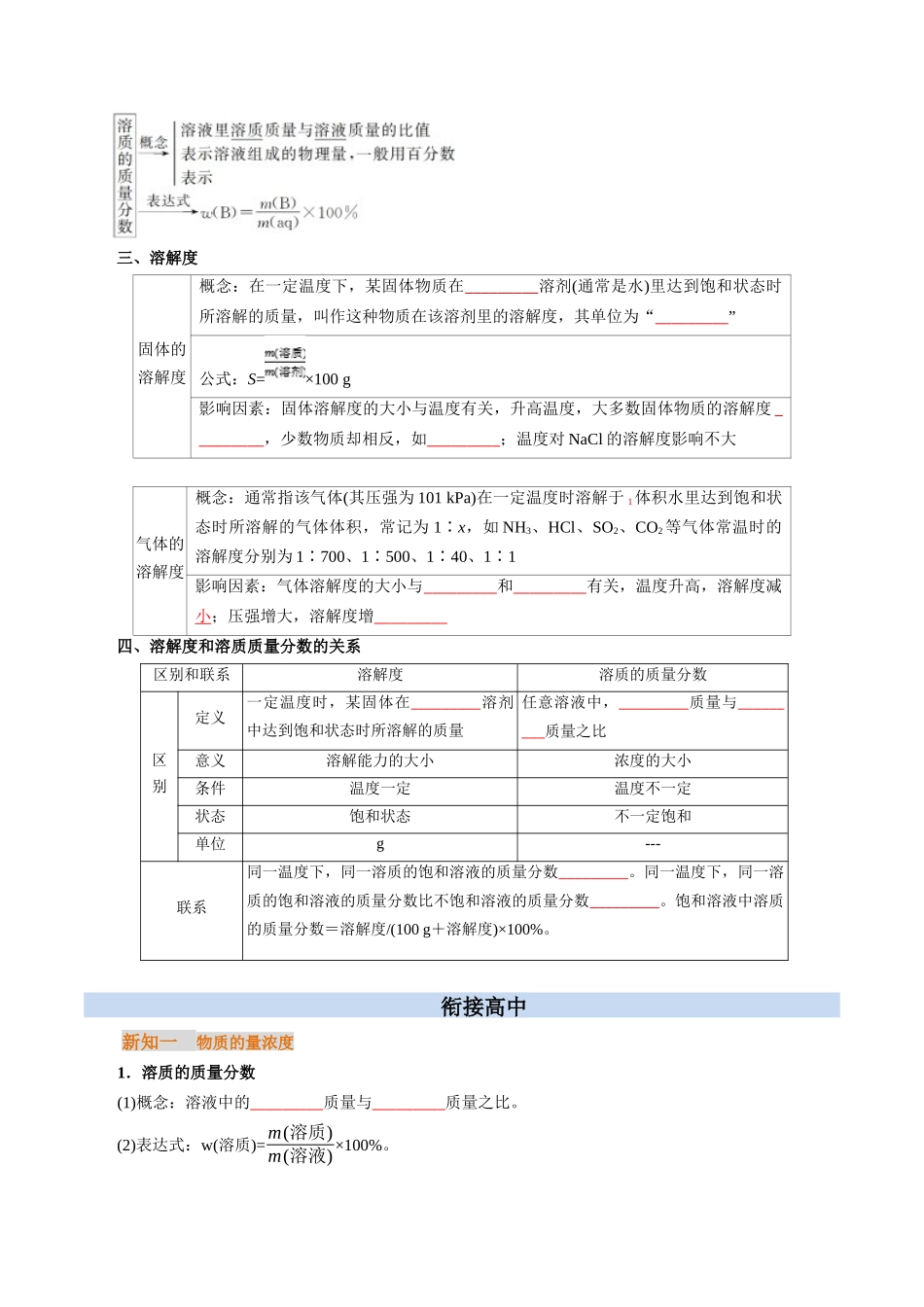 【01-初高衔接】衔接点15物质的量浓度及溶液配制（学生版）-2025年初升高化学暑假衔接讲练(通用版).docx_第2页
