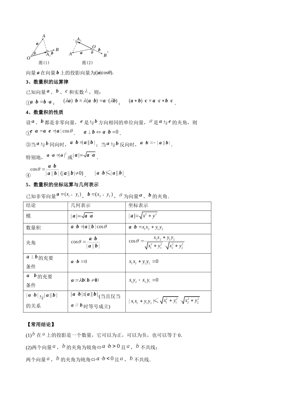 【01-暑假复习】第02讲平面向量中数量积的运算与应用(思维导图+知识串讲+5大考点+复习提升)(教师版)-2025年新高二数学暑假衔接讲练(人教A版).docx_第2页