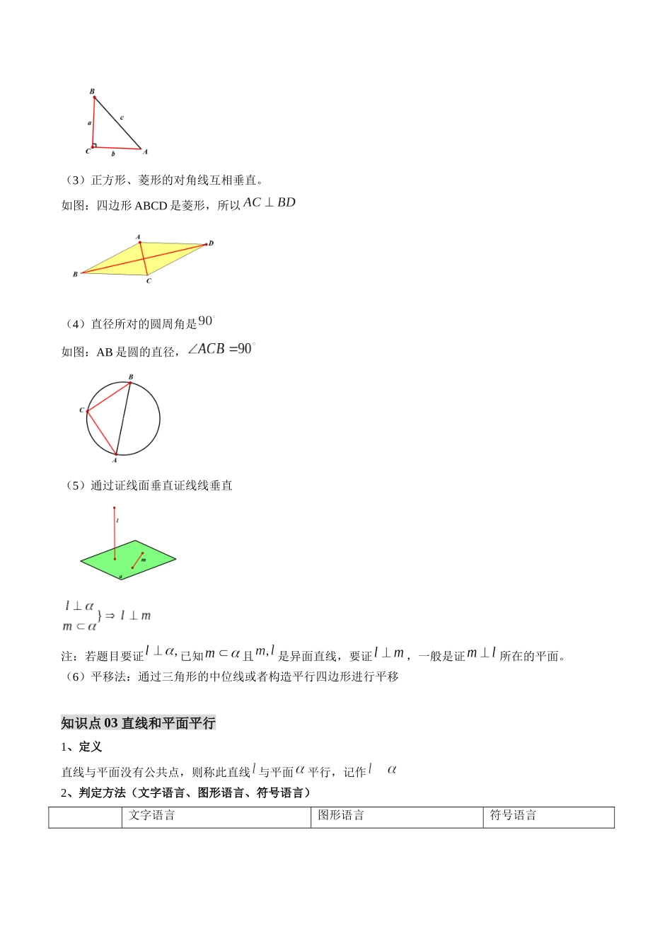 【01-暑假复习】第08讲线面、面面的平行与垂直问题全归纳(思维导图+知识串讲+14大考点+复习提升)(学生版)-2025年新高二数学暑假衔接讲练(人教A版).docx_第3页