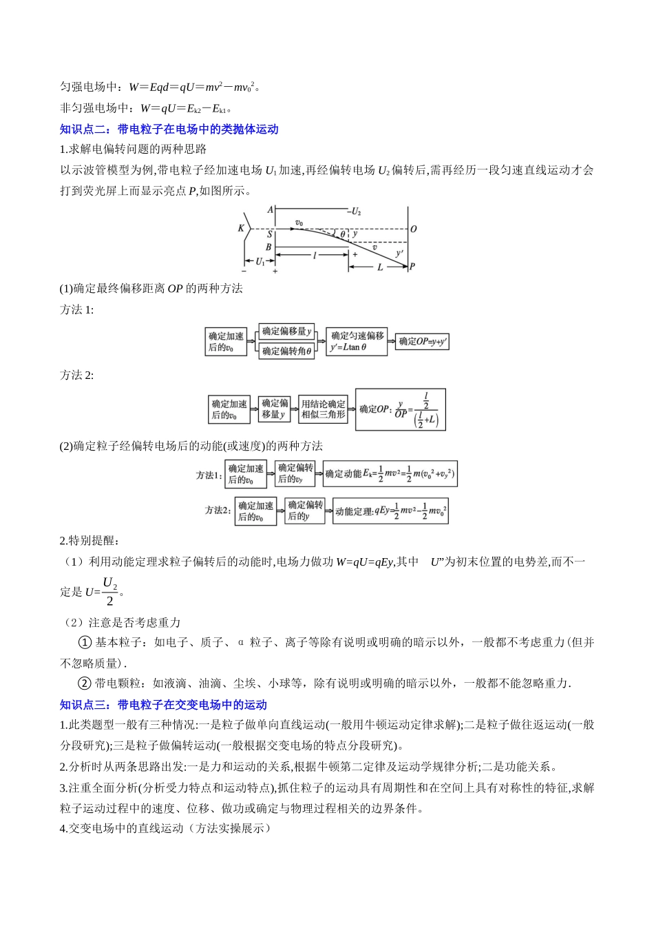 【01-暑假复习】专题02带电粒子在电场中的运动(学生版)-2025年新高二物理暑假衔接讲练(人教版).docx_第2页