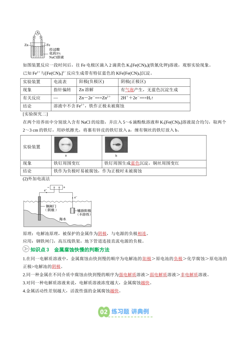 【02-暑假预习】第23讲金属的腐蚀与防护（教师版）-2025年新高二化学暑假衔接讲练(人教版).docx_第3页