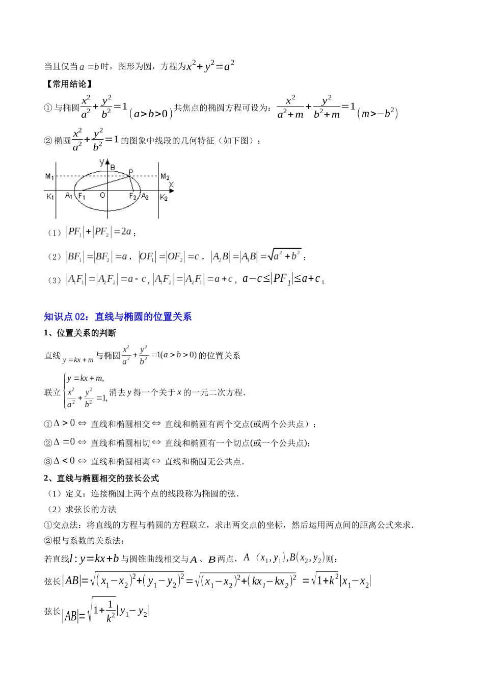 【02-暑假预习】专题23椭圆的简单几何性质（3知识点+9大题型+思维导图+过关检测）（学生版）-2025年新高二数学暑假衔接讲练(人教A版).docx_第2页