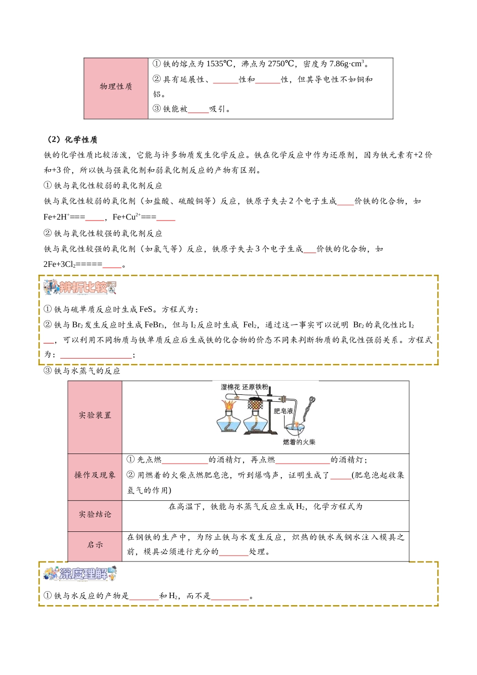 【02-新课预习】第07讲铁及其化合物（学生版）-2025年新高一化学暑假衔接讲练(人教版).docx_第2页