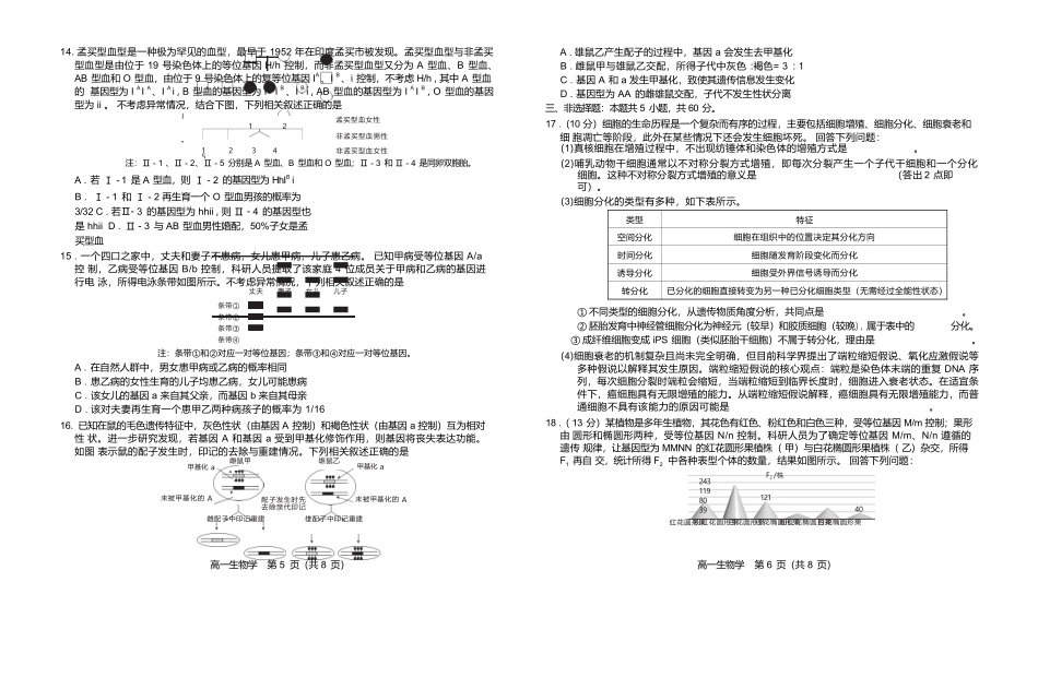 【生物试卷】【高一下期末考】江西省上进联考2024-2025学年下学期高一年级6月期末考试(稳派智慧上进联考)(6.28-6.29).docx_第3页