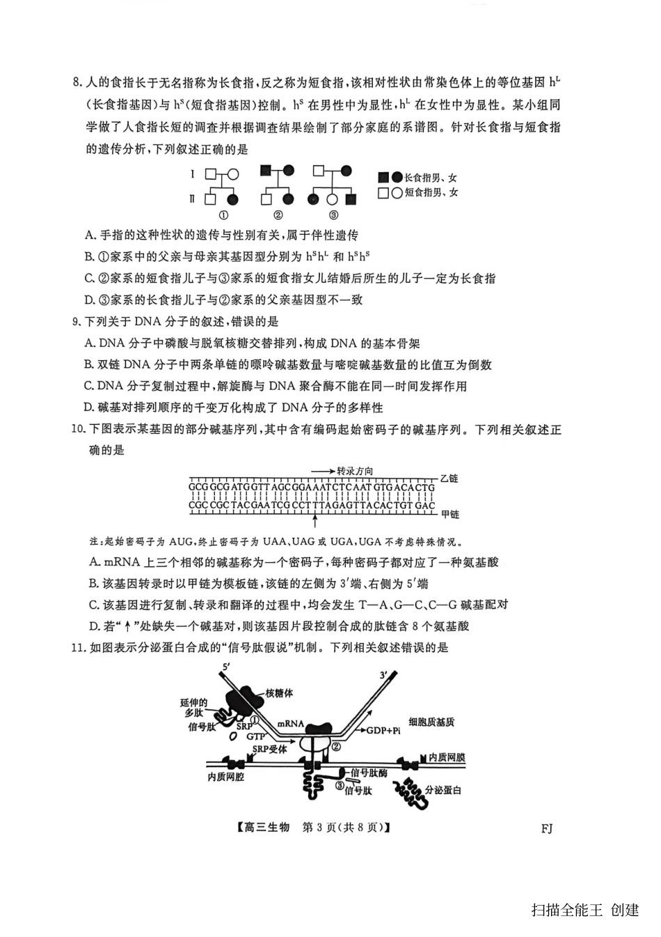【生物试卷】金太阳(下标FJ)2025-2026学年度高三11月百校联合测评（11.13-11.14）.pdf_第3页