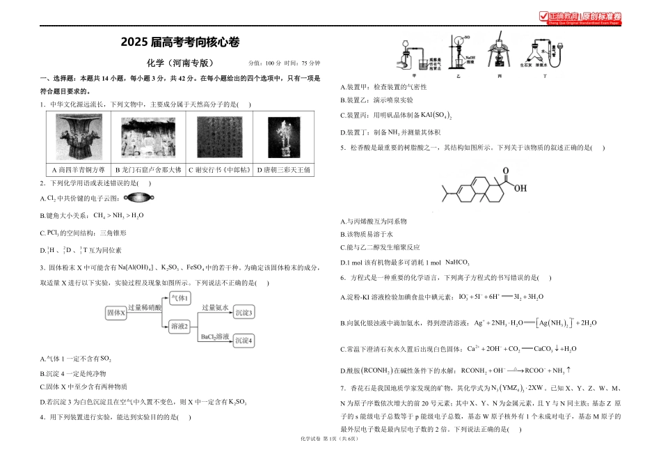 2025届高考化学考向核心卷河南专版1.pdf_第1页