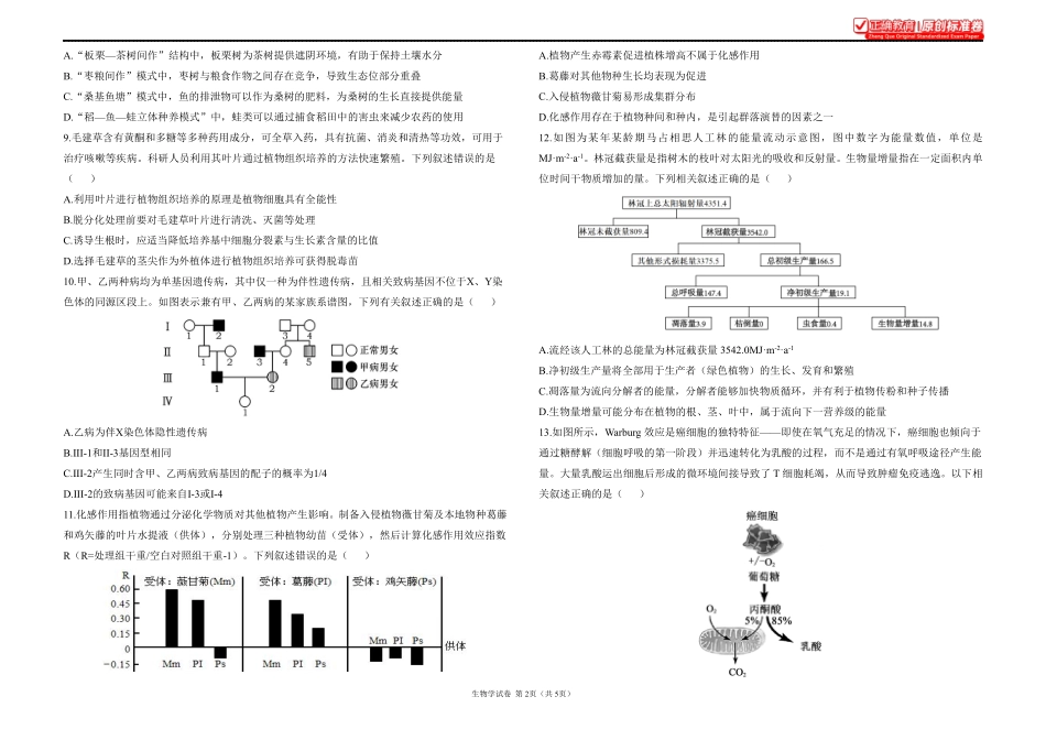 2025届高考生物学考向核心卷福建专版1.pdf_第2页