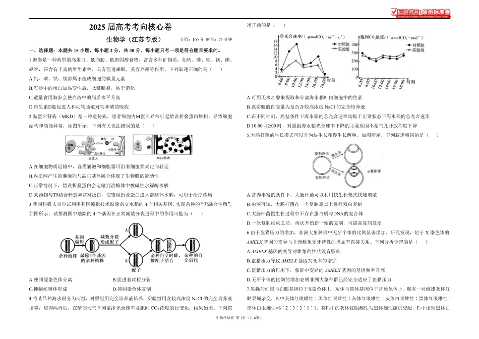 2025届高考生物学考向核心卷江苏专版1.pdf_第1页