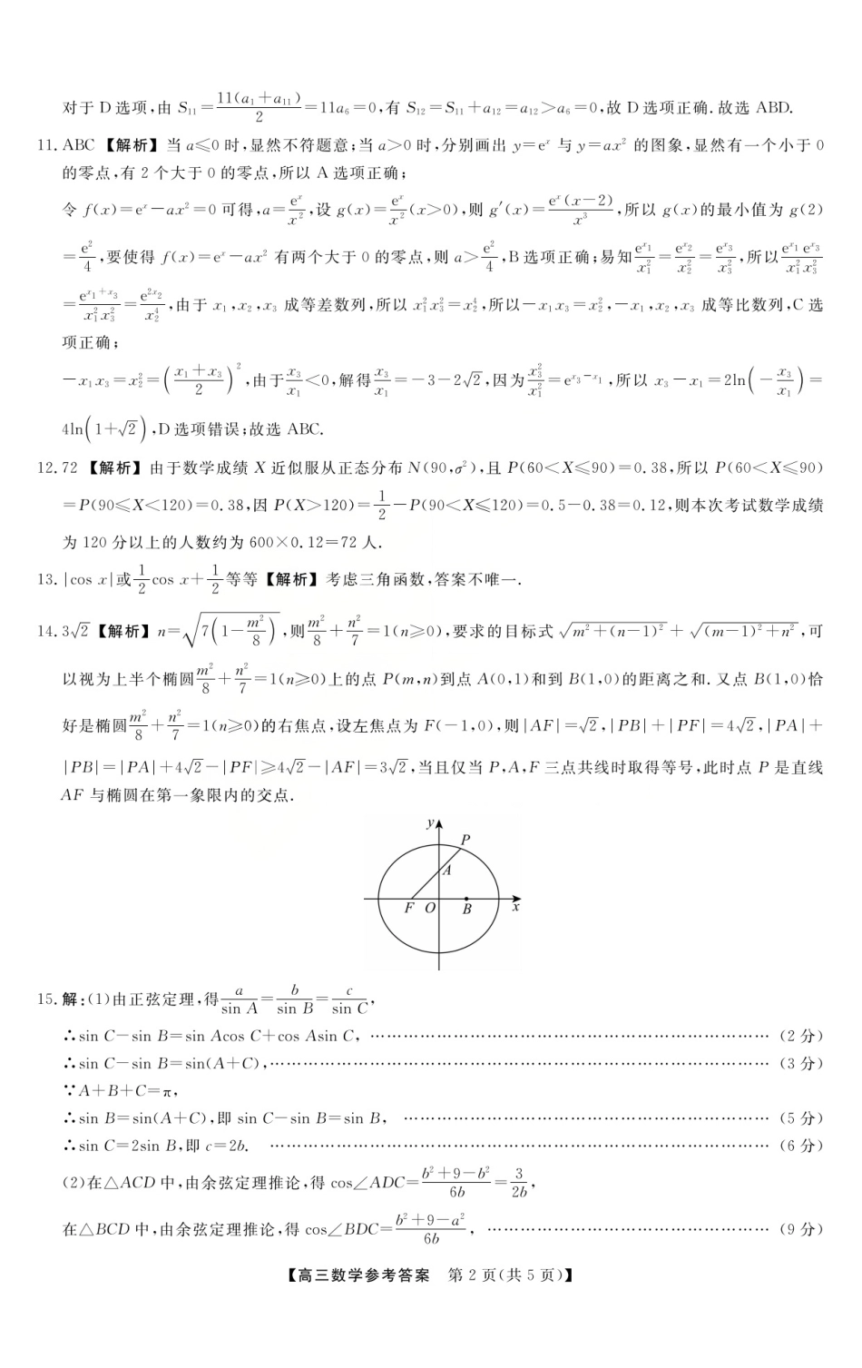 26006C2026届高三10月质量检测（全）数学答案.pdf_第2页