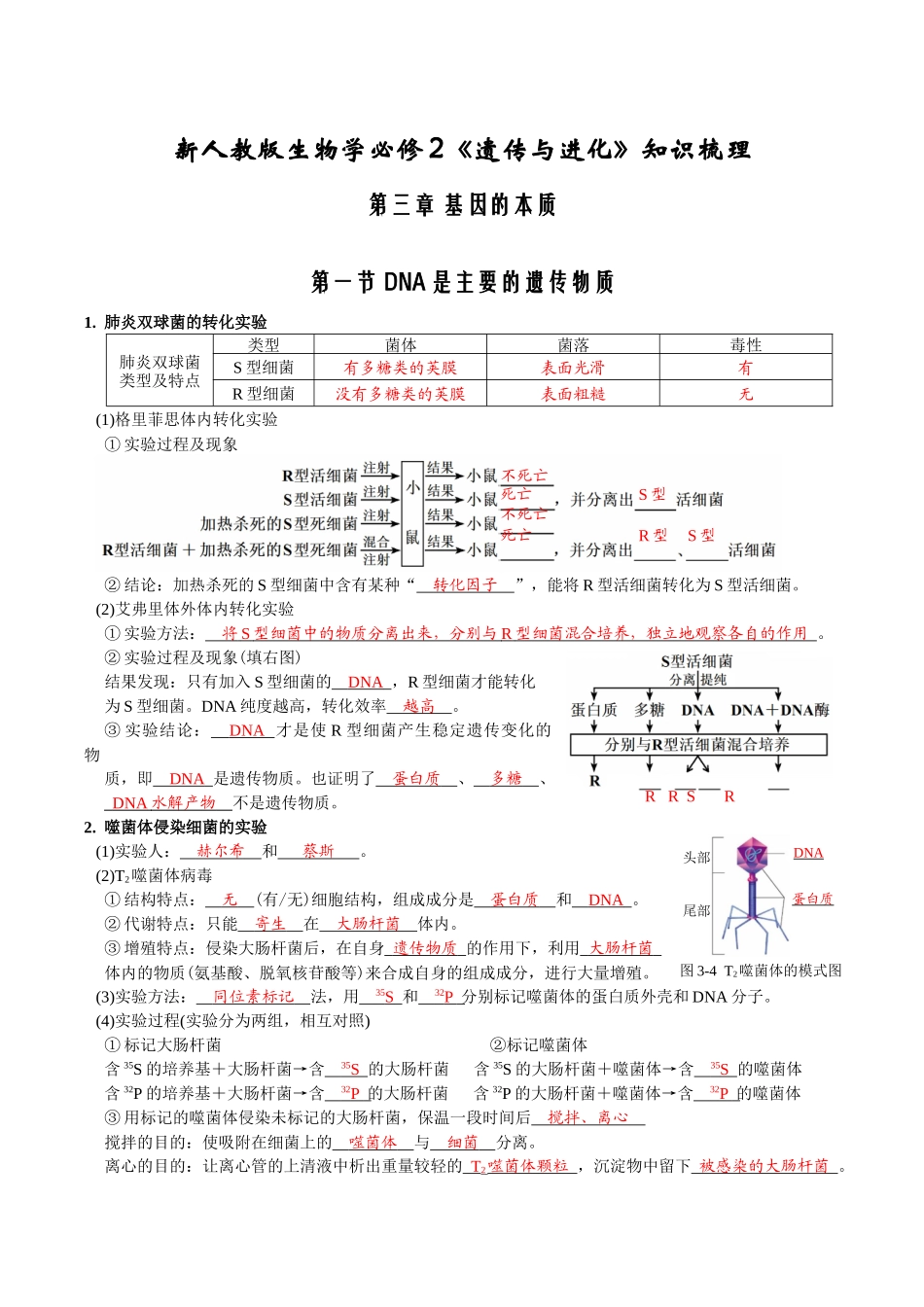 第3章基因的本质-【必背知识】高一生物章节知识清单(人教版必修2)(背诵版).docx_第1页