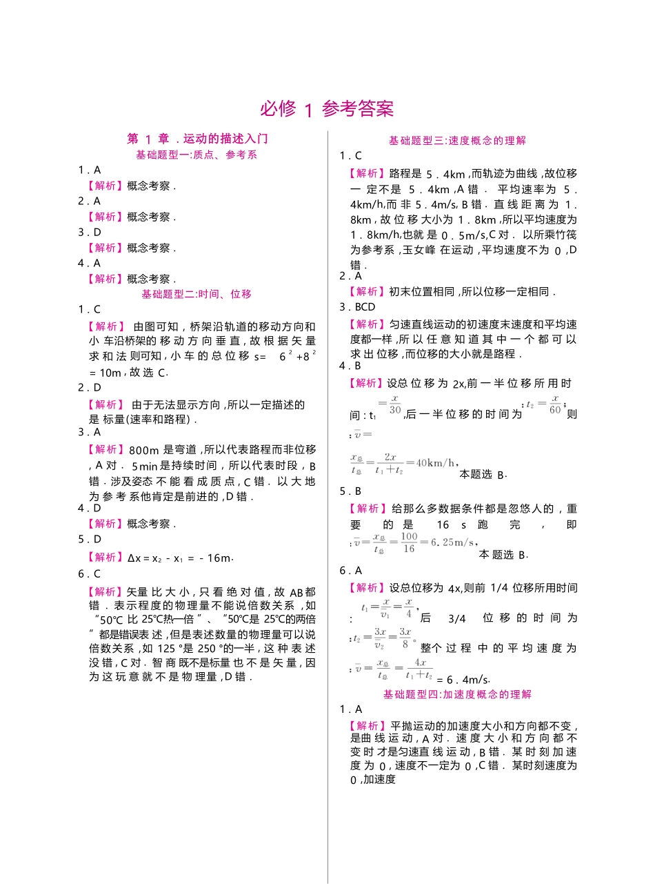 高考高中物理0基础1000题逆袭---必修+选修(全六册)专用讲义答案解析册(48页)(完整版).docx_第1页