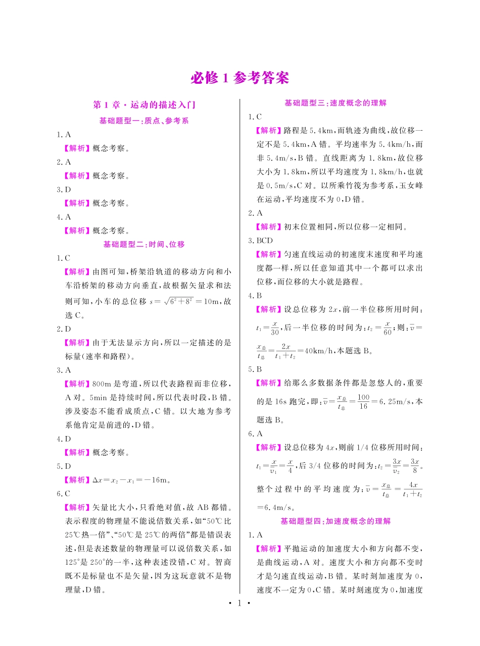 高考高中物理0基础1000题逆袭---必修+选修(全六册)专用讲义答案解析册(48页)(完整版).pdf_第1页