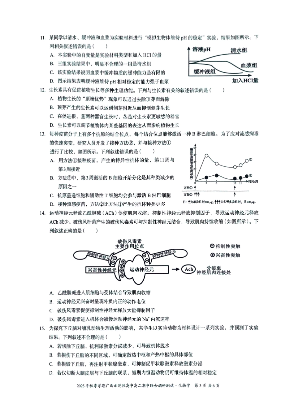 广西示高2025年秋季期中高二生物试卷.pdf_第3页