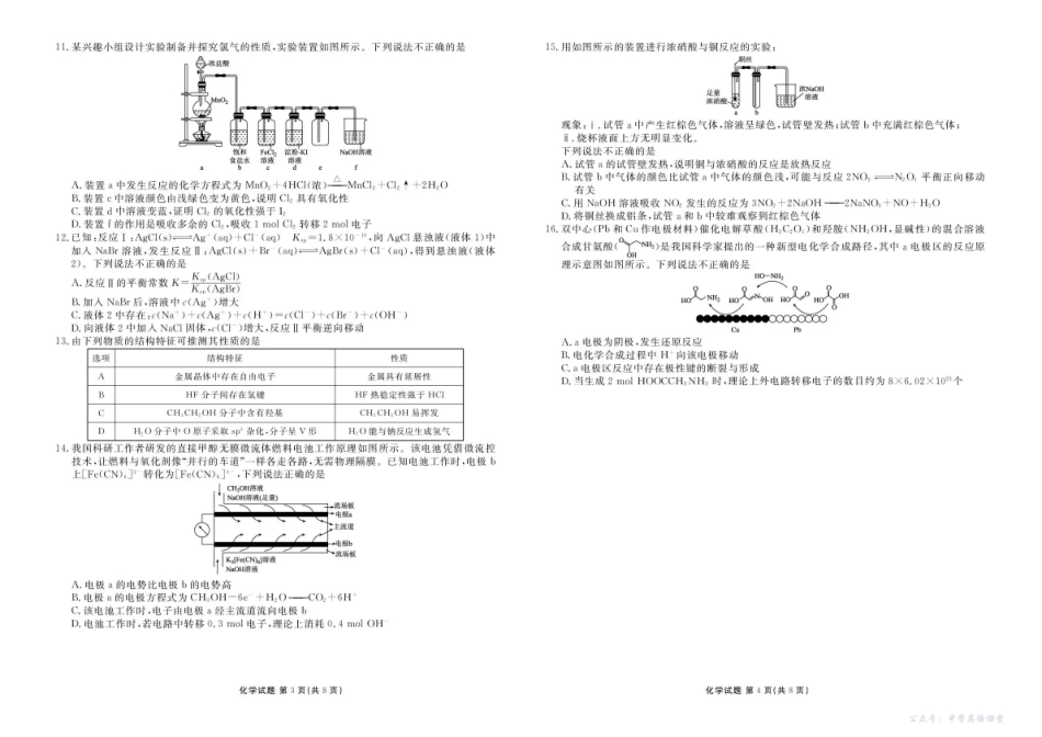 衡水金卷2026届高三上学期11月联考化学.pdf_第2页
