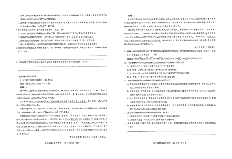 湖北省武汉市华大新高考联盟2025届高三上学期11月教学质量测评(11.27-11.28)语文试卷.pdf_第3页