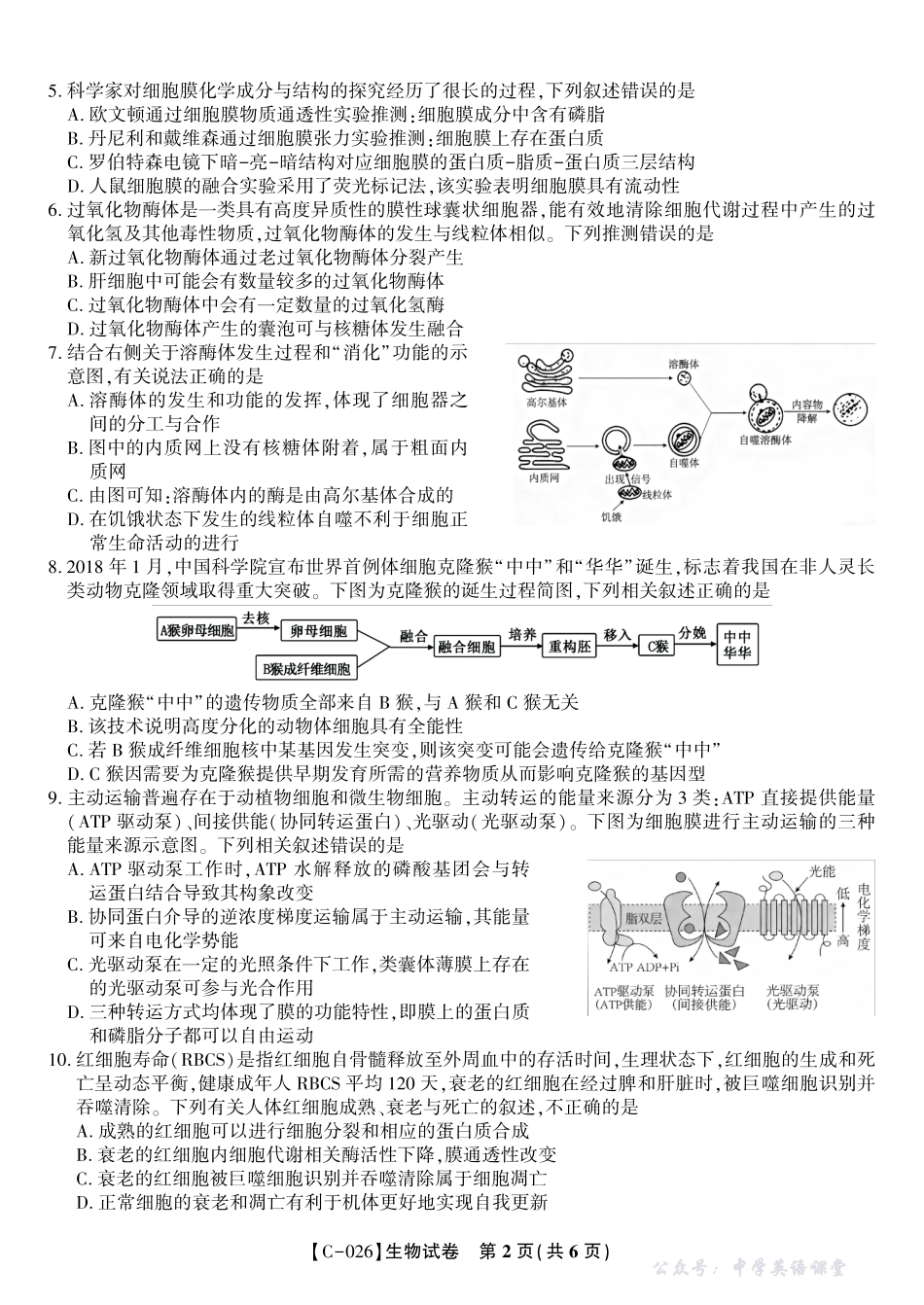江西省九校重点中学2026届高三年级第一次联合考试生物.pdf_第2页