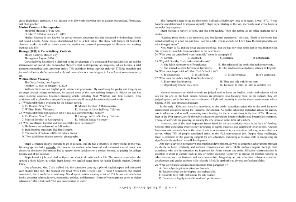 江西省六校联考2024-2025学年高二下学期第一次月考试题英语含答案.pdf_第2页