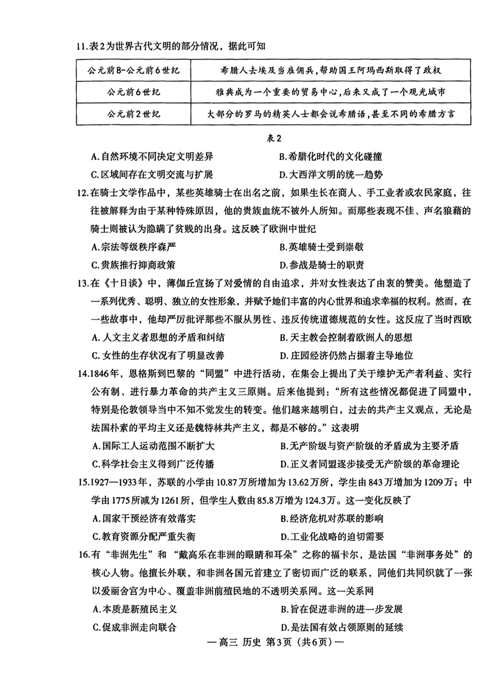 江西省南昌市2025届高三模拟测试（南昌一模）（2.20-2.22）历史试卷.pdf_第3页