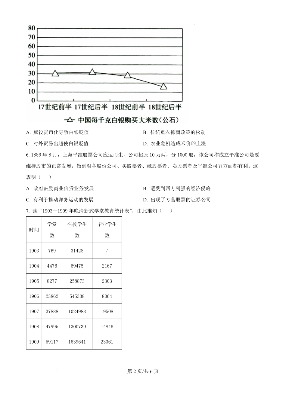 江西省南昌市第十中学2024-2025学年高三上学期第一次月考（10.16-10.17）历史试卷.pdf_第2页