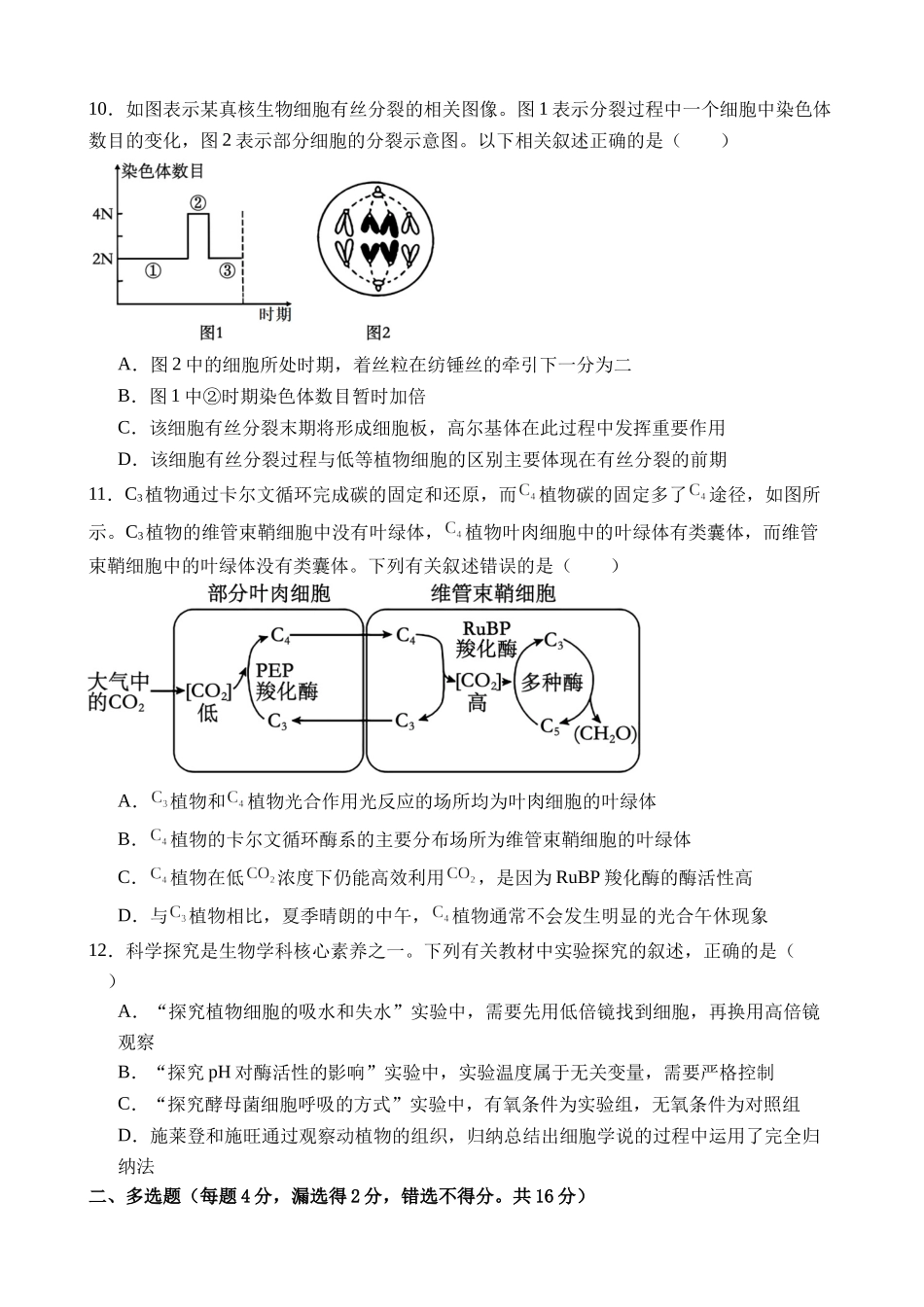 江西省上饶市弋、铅、横联考2024-2025学年高一下学期5月月考生物试卷.docx_第3页
