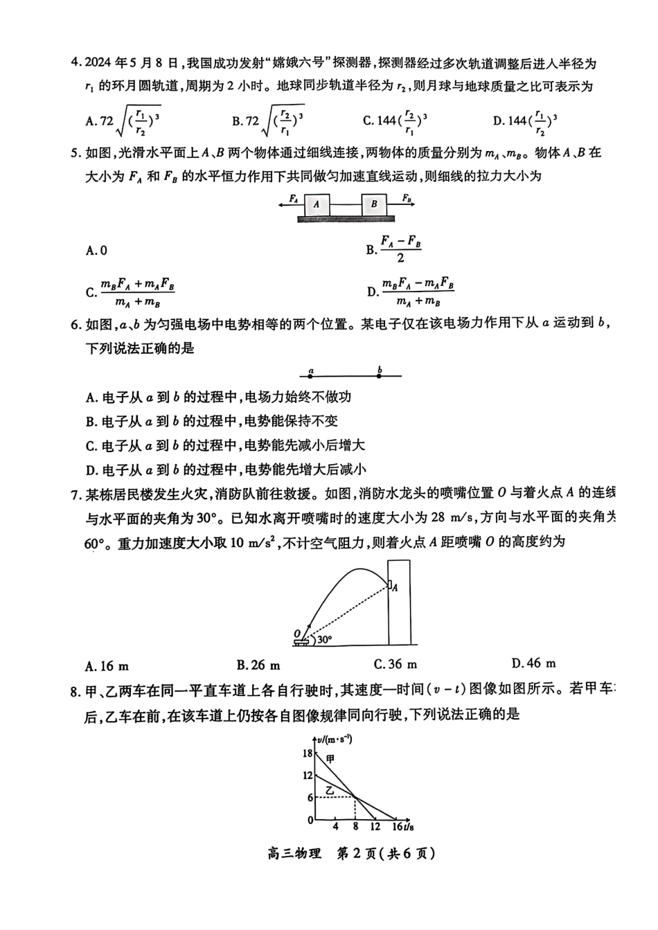 江西省稳派上进联考2024-2025学年高三下学期2月统一调研测试(2.9-2.10)物理试卷+答案.pdf_第2页